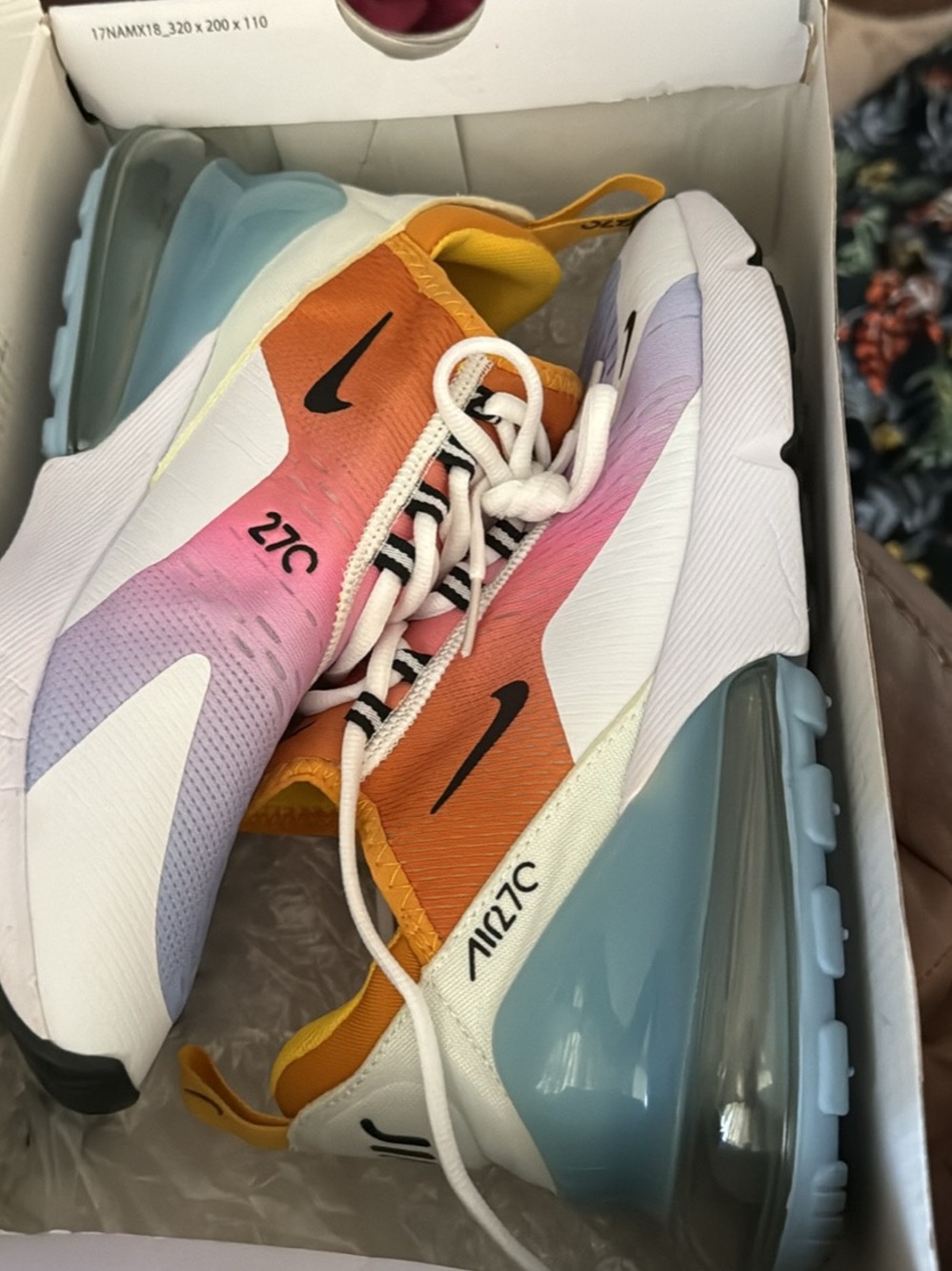Nike Kids Air Max 270 React Sneakers - Orange, Pink, Purple, Blue, White